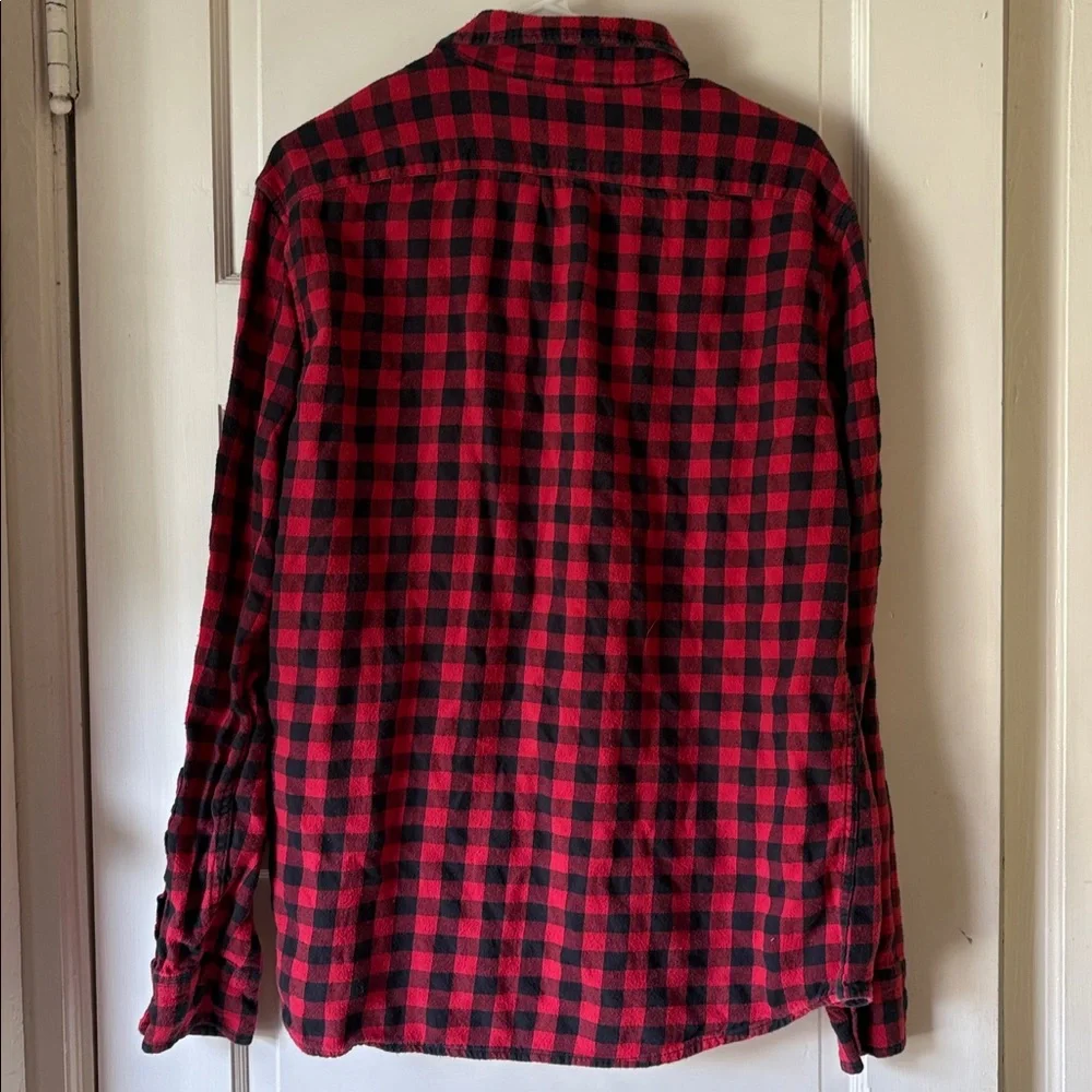 J. Crew Red and Black Plaid Flannel Button-Down Shirt